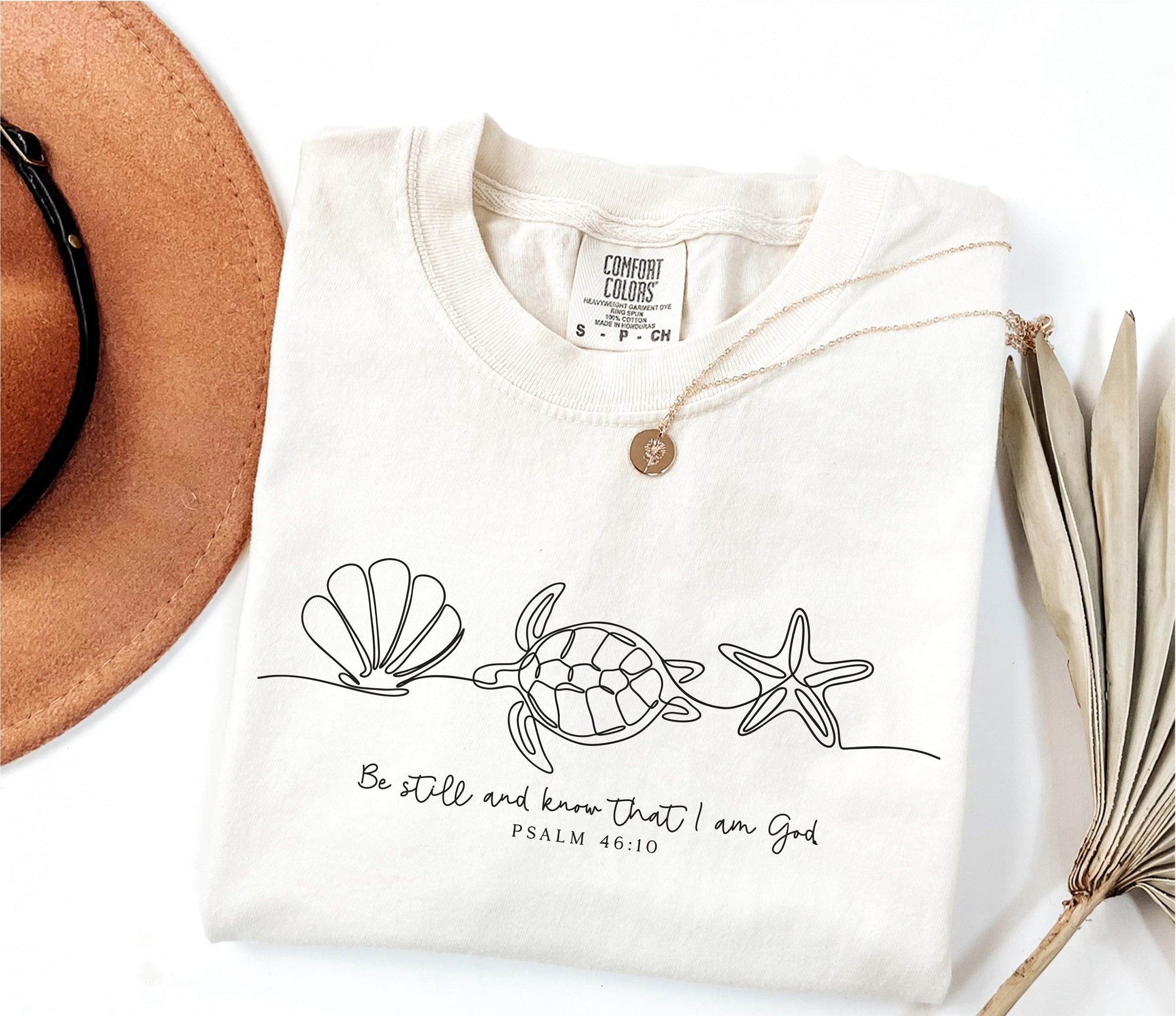 Comfort Colors® Be Still And Know That I Am God Shirt, Bible Verse Shirt, Christian Shirt, Seashell Shirt, Sea Turtle Shirt, Starfish Shirt